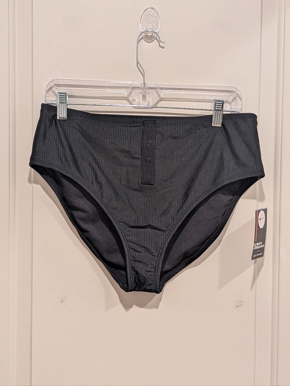 Sports Illustrated Swim Black Ribbed Bikini Brief Size Large
